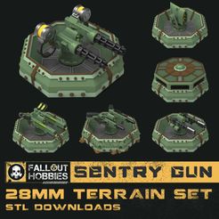 Sentry-Gun-Terrain-Set-1.jpg Archivo 3D Kit de cañón centinela de 28 mm・Modelo imprimible en 3D para descargar