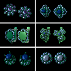 Untitled-1-Recovered.png 3D-Datei Frauen Ohrring Schmuck mit Edelsteinen Print File 3D Modell Ohrring・Modell zum Herunterladen und 3D-Drucken