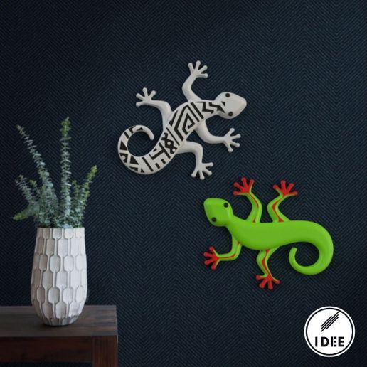54.jpg Download STL file Gecko Wall Decoration • 3D printable template, Alex_Torres