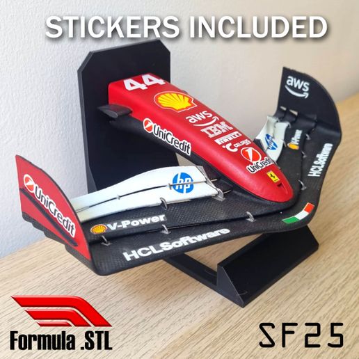 Ferrari SF25 F1 Front Wing STL - Hamilton - Leclerc - 1/8 Replica Printable