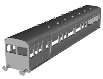 SR(ex SECR Railmotor) Articulated brake coach set 513 1/32 scale 3D model