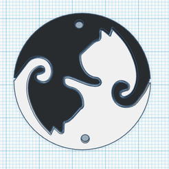 Yin-Yang-Cat.png Fichier STL gratuit Breloque chat Yin Yang・Objet imprimable en 3D à télécharger