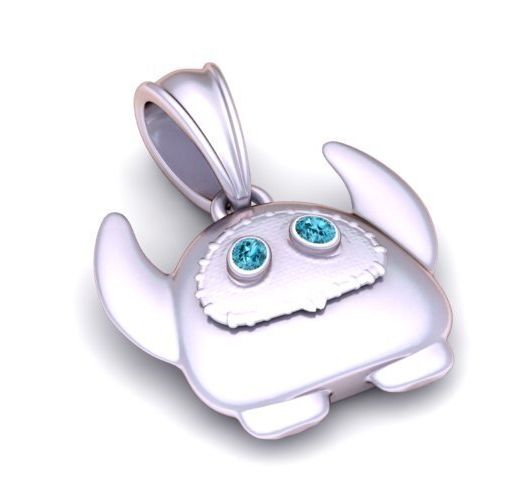 Gold Horned Monster Pendant with Diamond Eyes | Luxury Cartoon Character Charm