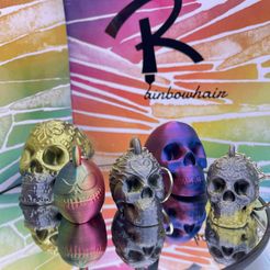 IMG_2716.jpg 3D file Sugar skulls with keychains・3D printer model to download