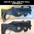 5-DOVE-vs-PIC-P90-winged-mount.jpg UNW P90 styled Bullpup for the Tippmann 98 Custom NON-Platinum edition (the DOVE tail version)