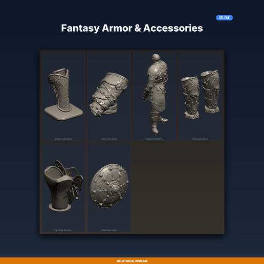 Fantasy Armor & Accessories - 6-Model STL Bundle