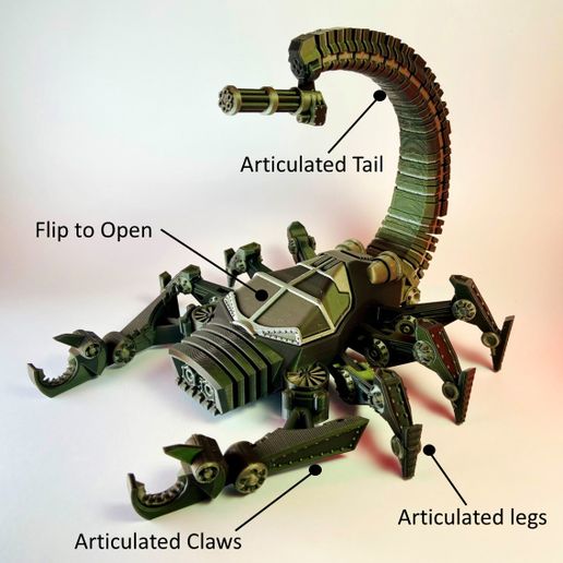 Slide4.jpg Mechanical Scorpion - Print in Place Desk Organizer | Pen Holder