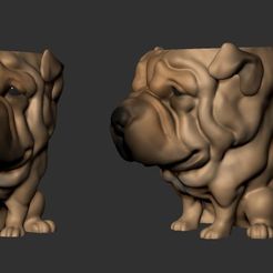 sharpei.jpg Файл STL Шарпей FUNKO PLANTER собака・Дизайн 3D-печати для загрузки3D