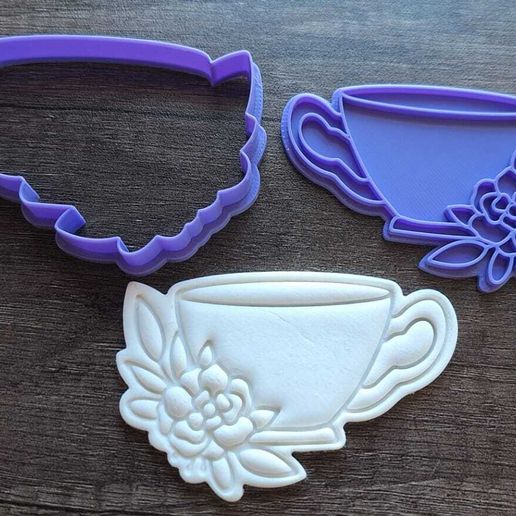 High tea cookie cutter with stamp 04
