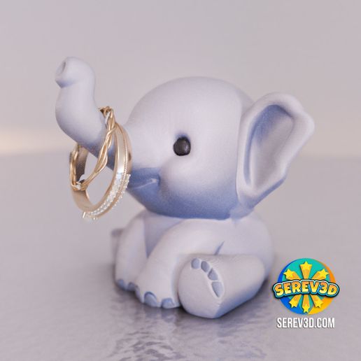 Baby Elephant - Ring Holder - 3D print STL and 3MF file 3D model