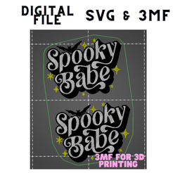 Digital-File.png STL file Halloween Spooky Babe Saying Svg stl 3mf / halloween wall art/ magnet/ girl/ decor / office decor・3D printable design to download