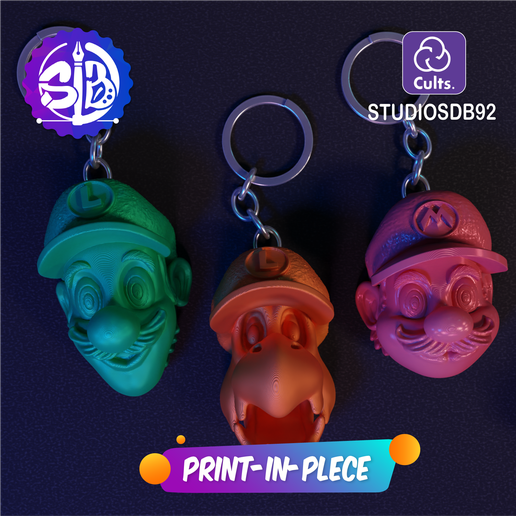 Mesa-de-trabajo-151.png 3MF super Mario bros keychains, no stand, Luigi head, Mario bros, koopa