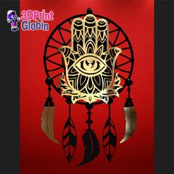 2.jpg STL file Dream Catcher Fatima's Hand - Dream Catcher Lucky Hand Hamsa・3D printer model to download