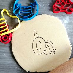 unicorn_0.jpg Archivo STL Cortador de galletas Unicornio Cumpleaños Número 0・Idea de impresión 3D para descargar