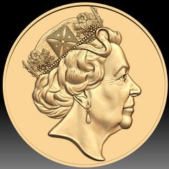 6.jpg Fichier 3D Médaille de la Reine Elizabeth en bas-relief・Modèle à télécharger et à imprimer en 3D, voronzov