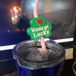 Wanna-get-lucky-straw-topper.jpg Archivo STL Pajita Wanna Get Lucky・Objeto imprimible en 3D para descargar
