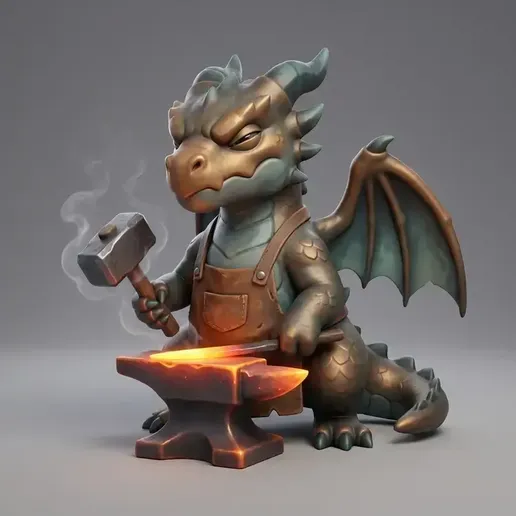 🐉 Blacksmith dragon chibi・ STL File for 3D printing・Cults