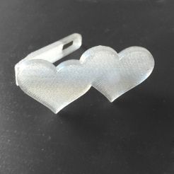 heart CLIP clear-2.jpg STL file Two Hearts Hair Clip・3D printable model to download