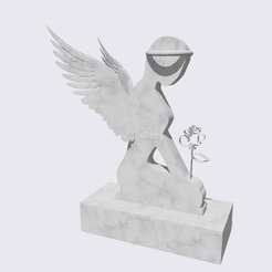 Shapr-Image-2022-11-18-150611.png STL file Abstract Sculpture Statue "Kneeling Angel" Gift Home Decor Figurine, Protection angel, Blessings, Love Angel with Rose・3D print model to download, Allexxe