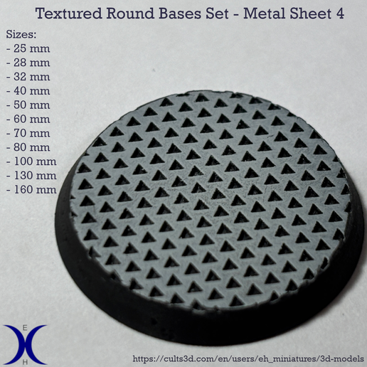 🎲 Round Bases Set – Sheet Metal 4 Texture (25–160mm) | Perfect for ...