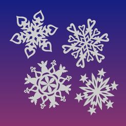 snow-flakes.jpg Fichier STL Set de décorations Snow Flake・Design imprimable en 3D à télécharger