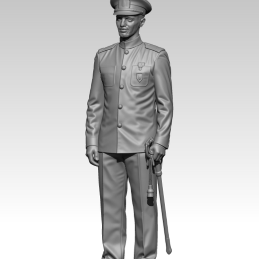 Military Officer in Dress Uniform with Sword Figurine – Cadet Graduation Statue STL for 3D Printing