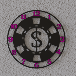 0001.png STL file casino 2 wall clock・3D printable design to download