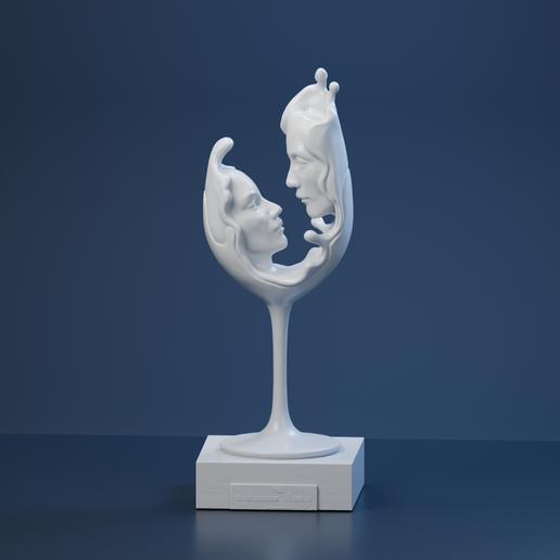 Facing Portraits within Branching Stem - Symbolic Bust STL
