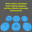 35mm, 50mm, and 65mm Armor Plating, Egyptian, and four different spaceship decking bases Marvel Crisis Protocol Bases, Debris, and Terrain - pack 3