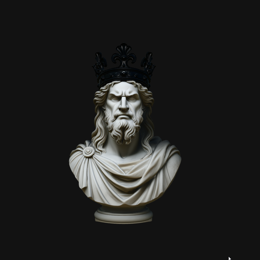 Dark Crowned King Bust Statue Design 2 - 3D Print Model