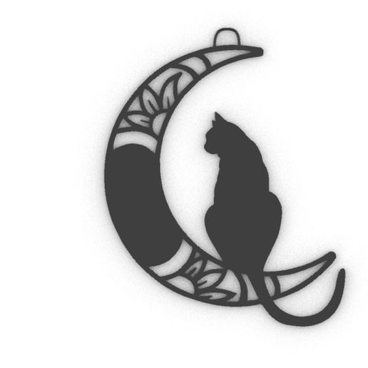 cat and moon 3D model