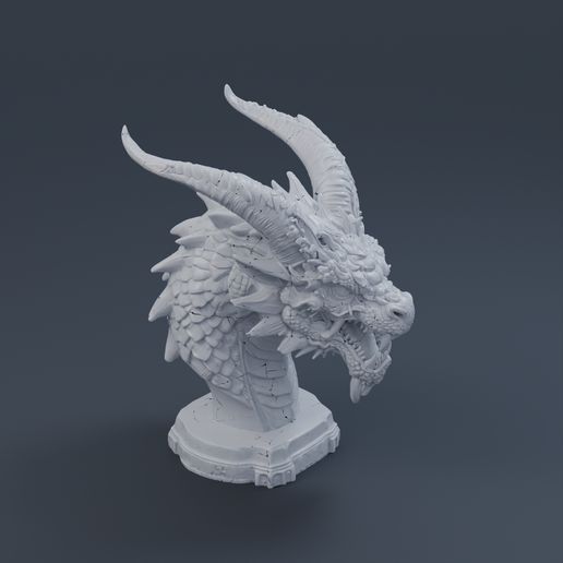 Fantasy Dragon Head 3D printable STL miniature
