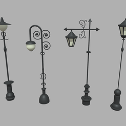 Street_Lights_011_012_013_014_Render_01.png Fichier STL Lampes de rue // Conception 011, 012, 013, 014・Design imprimable en 3D à télécharger
