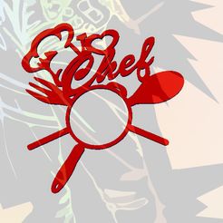 CHEF-1.jpg 3D file CHEF SIGN・Model to download and 3D print