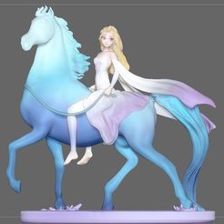 1.jpg 3D-Datei Elsa auf Pferd weißes Kleid FROZEN2 disney Mädchen Prinzessin 3D-Druck Modell・3D-druckbares Design zum Herunterladen