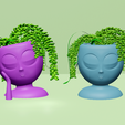 coll.png Woman Face Vases Succulent - Pair - STL Printable