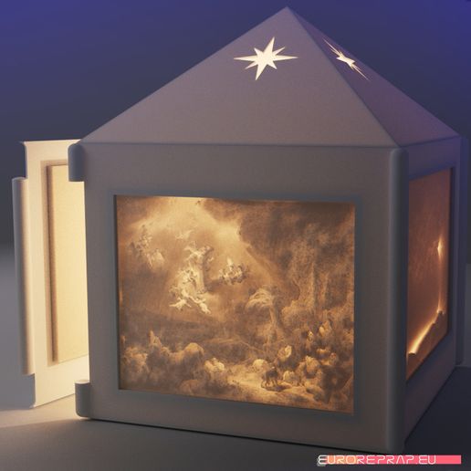 05.jpg Christmas lantern with lithopanes - (for electric light sources)