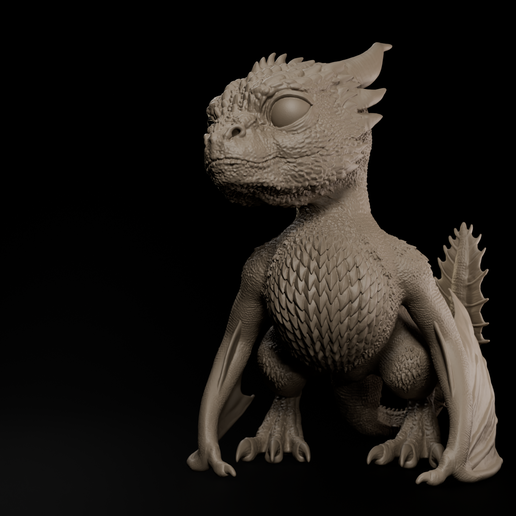 Cute Baby Dragon – Highly Detailed Fantasy Dragon Figurine STL for 3D Printing