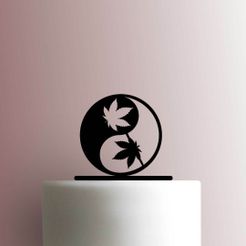 JB_Yin-and-Yang-Leaf-225-B063-Cake-Topper.jpg Archivo STL TOPPER 420 YING YANG LEAF・Objeto imprimible en 3D para descargar