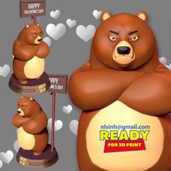 3side.jpg Download file Angry Bear with Valentine • 3D printable template, nlsinh