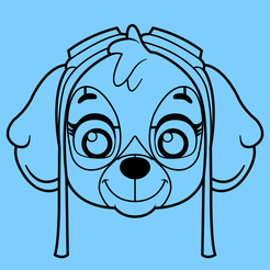 paw-patrol-skye-blue.png STL file Paw Patrol Skye Head 2D Wall Decoration・Template to download and 3D print