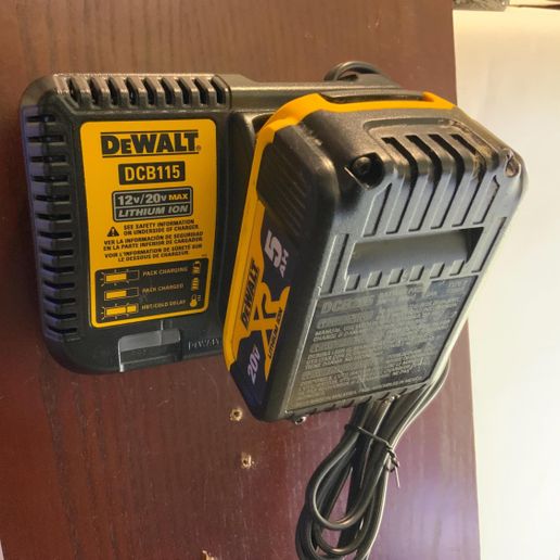 DeWALT DCB115 and 112 Charger Holder – Small Mountable Battery Charger Storage with Custom Colors, Includes Screws, DeWALT charger organizer - 3D model önizlemesi