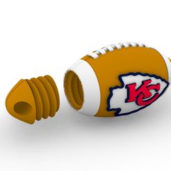NFL-chiefs-1.jpg STL file NFL BALL KEY RING KANSAS CITY CHIEFS WITH CONTAINER・3D print object to download