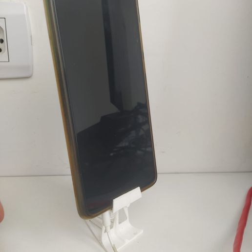 Smartphone holder simplicated no support, low material with wire space 3D model