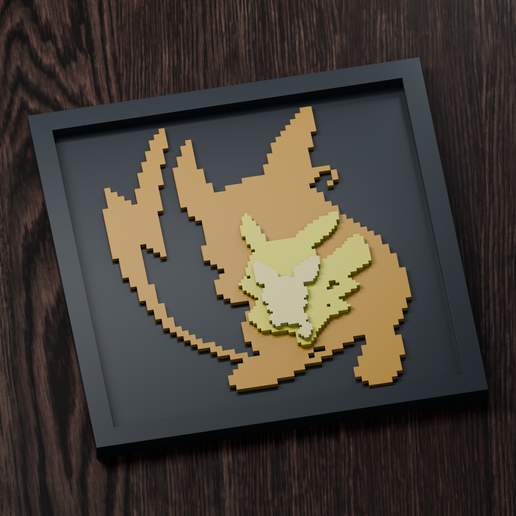 Raichu Line - Pokemon Silhouette Frame | Gen 3 sprite style | STL
