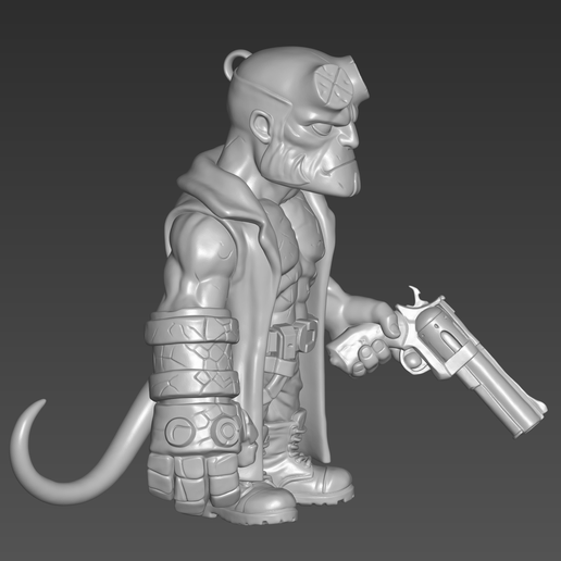 3.png Hellboy Keychain STL File, Stylized Superhero Keyring Accessory