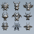 Wireframe-2.png Cute Dragon Character Pack | Chibi Fantasy Creatures | 3D Printable STL Models