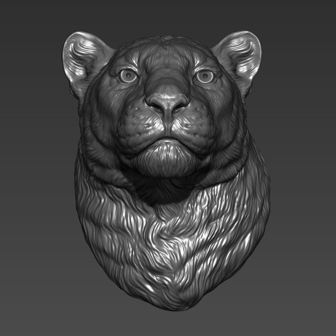 33.jpg Archivo OBJ Pantera cabeza de leopardo・Modelo de impresión 3D para descargar, guninnik81