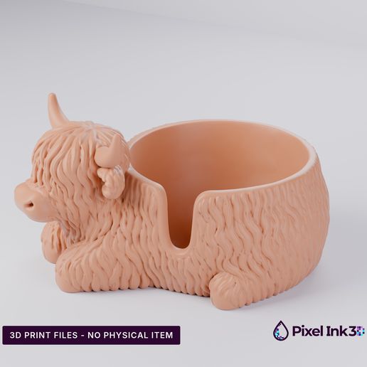 Highland Cow Yarn Bowl STL - Shaggy Coo Knitting and Crochet Holder