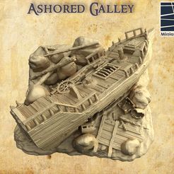 Ashored-Galley-re1.jpg 3D-Datei Ashored Galley 28 mm Tabletop Terrain・Modell zum Herunterladen und 3D-Drucken
